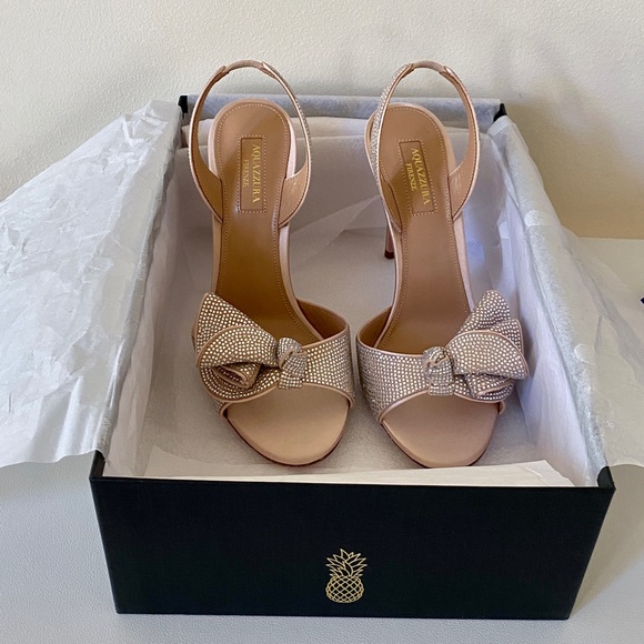 AQUAZZURA Cherry Crystal Embellished Slingback Sandals Size US8 - Picture 14 of 16